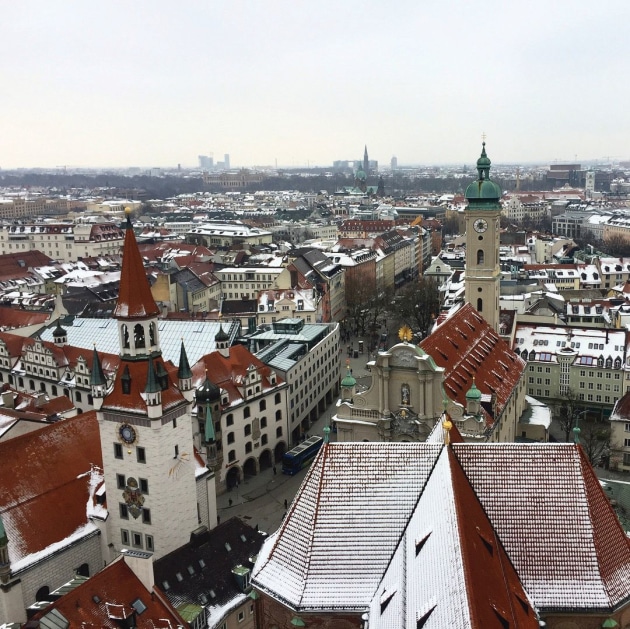 Snowcovered Munich in Germany.