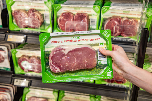 Woolworths' paper meat tray is made using 75 per cent less plastic than the previous design.