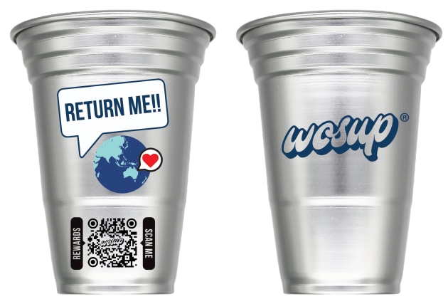 WOSUP's reusable and infinitely recyclable aluminium cups.