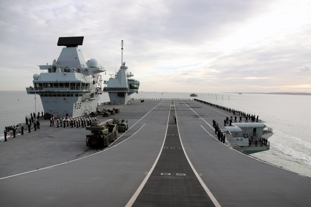 HMS Queen Elizabeth sails back into Portsmouth after successful completion of initial fast jet trials.
PO Jenkins/RN