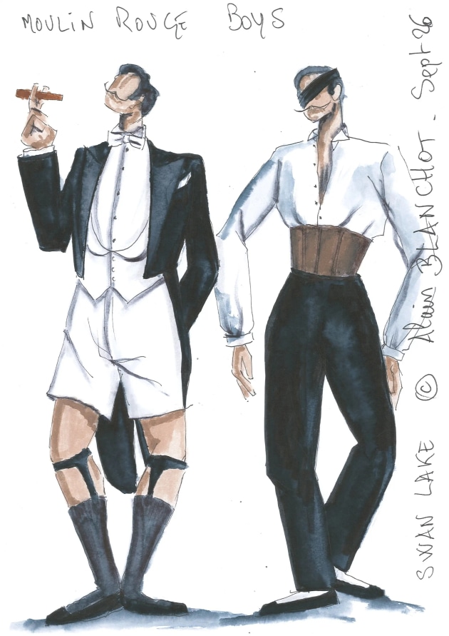 Costume design for Nouveaux Ballet Russes' 'Swan Lake' by Alain Blanchot