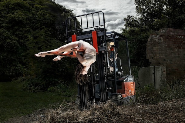 Amy Machpherson in Kage's Forklifit. Photo: Justin Bernhaut.