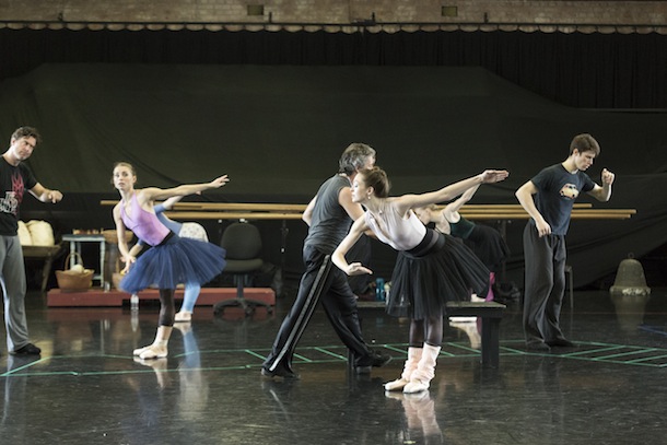 Clare Morehen & Paul Boyd rehearse Swanilda & Dr Coppelius (3)