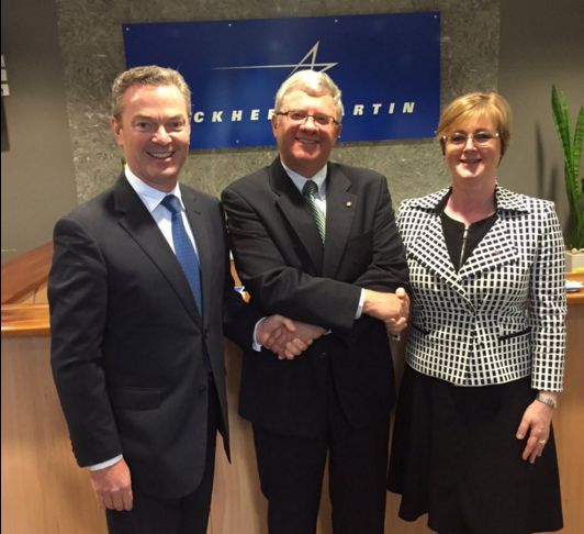 The Minister for Industry, Innovation and Science Christopher Pyne with CEO Lockheed Martin Australia Raydon Gates and. Credit: The Office of the Minister