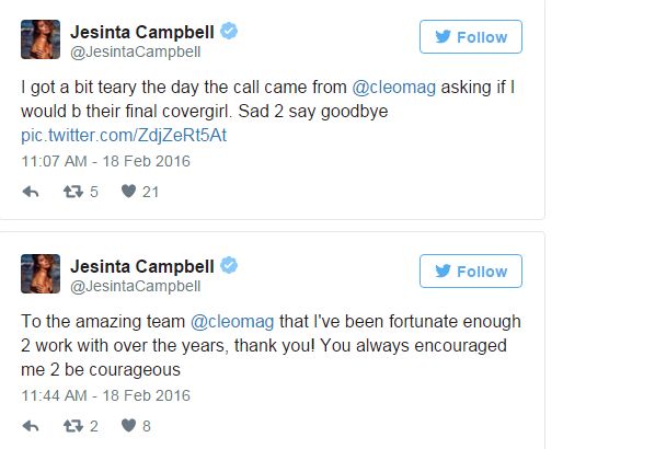 jesinta campbell cleo tweets