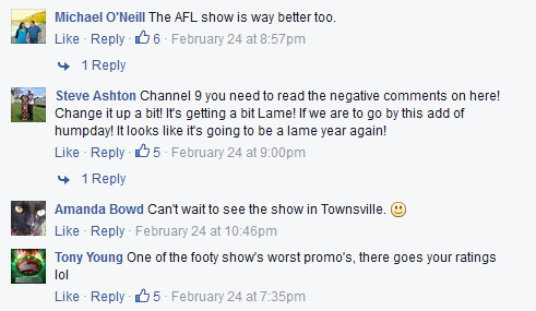 footy show fb comments