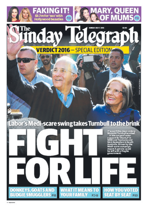 Sunday Tele election front