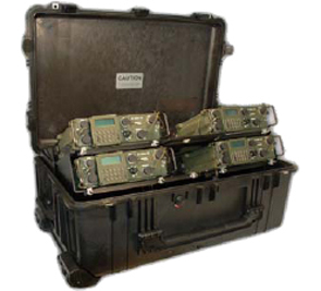 Easily transportable, the MRC-65 Series of Quad Radio Cases can power up to four transceivers.