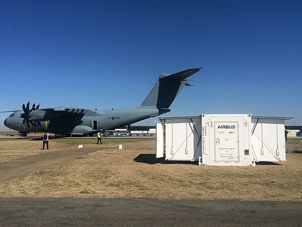 Airbus D&S/Siemens Healthineers TransHospital unit on display at the recent Avalon Airshow. Credit: AirbusD&S