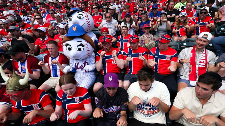 Incredible moment at New York Mets game as Norway fans turn up in numbers, treat fans to iconic row