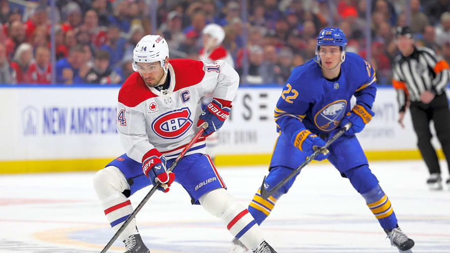 Nick Suzuki is practicing at the center this morning.