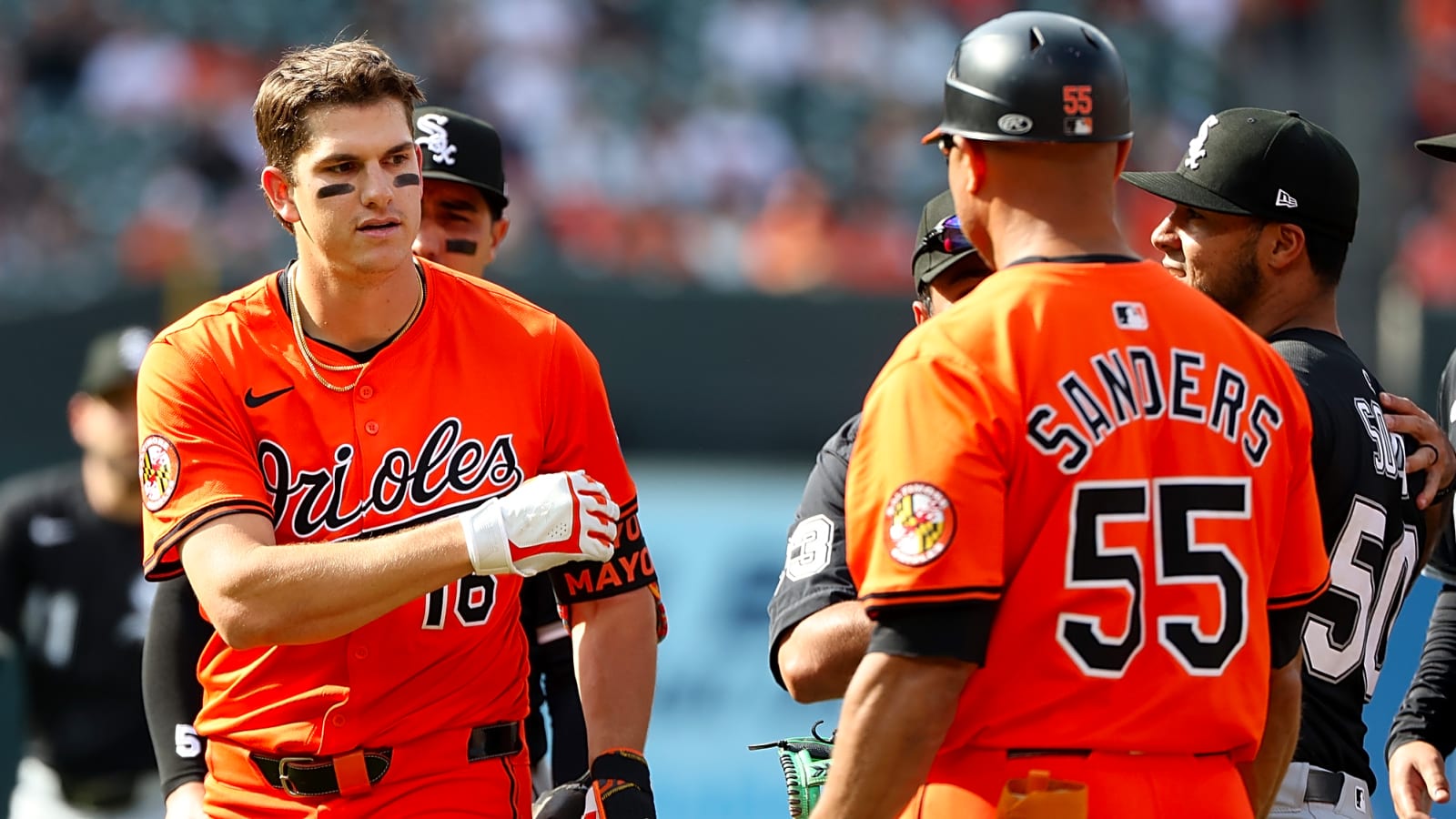 Watch: Orioles rookie collects first RBI, sparks bench-clearing
