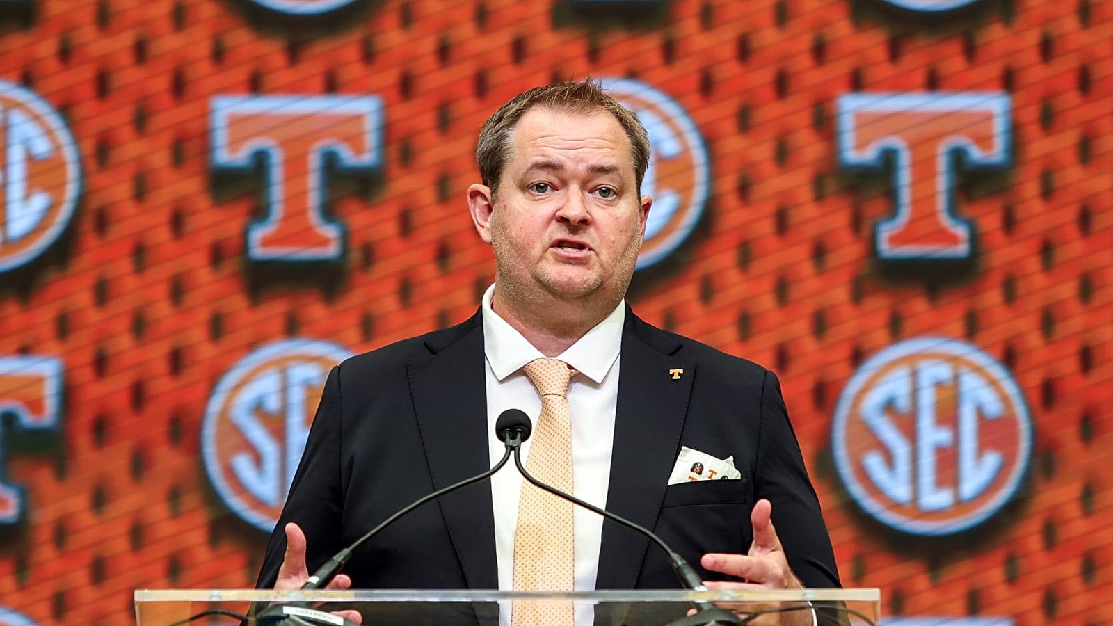 Tennessee Vols head coach Josh Heupel threw a jab at the national media during SEC Media Days