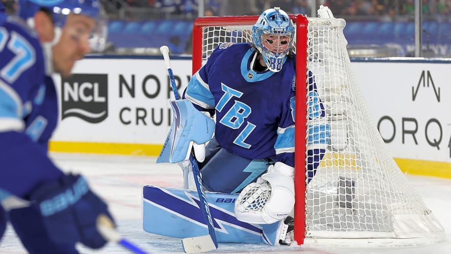 Andrei Vasilevskiy had words for Jeremy Swayman after their historic goalie fight