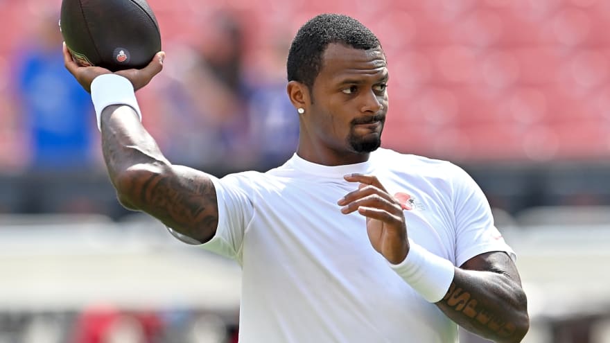 Deshaun Watson reacts after Browns' season-opening loss to Jaguars