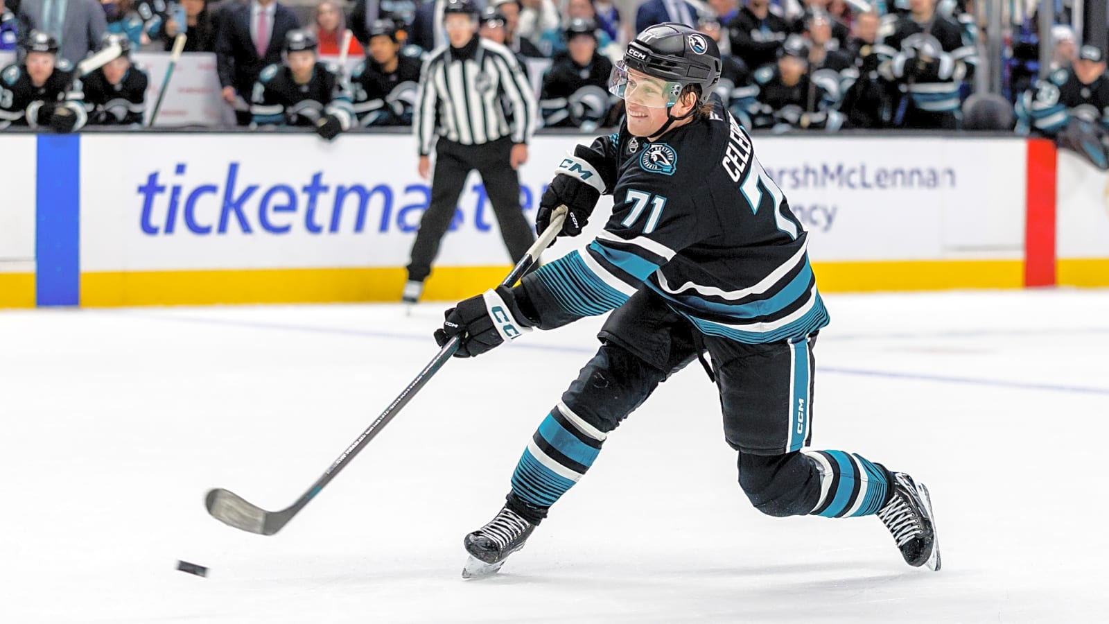 Macklin Celebrini Hat Trick Carries Sharks Past Mammoth