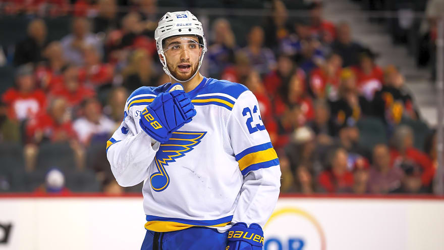 Blues’ Logan Mailloux leaves preseason game with upper-body injury