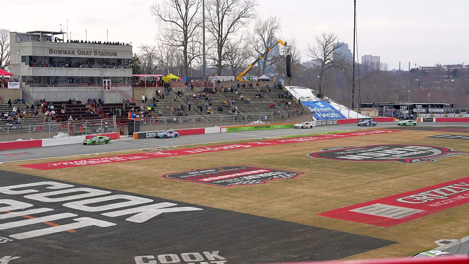 Sleet comes down during NASCAR Clash at Bowman Gray Stadium