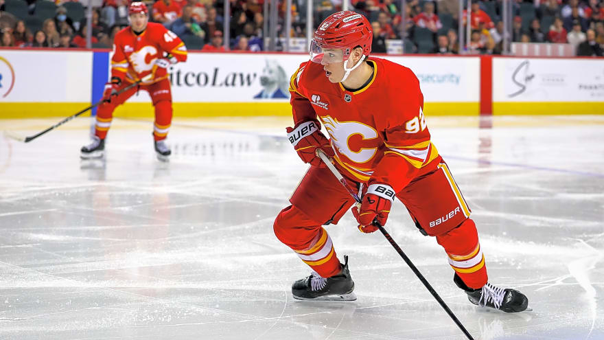 What do the Calgary Flames have in the Matvei Gridin, Morgan Frost and Matt Coronato line?
