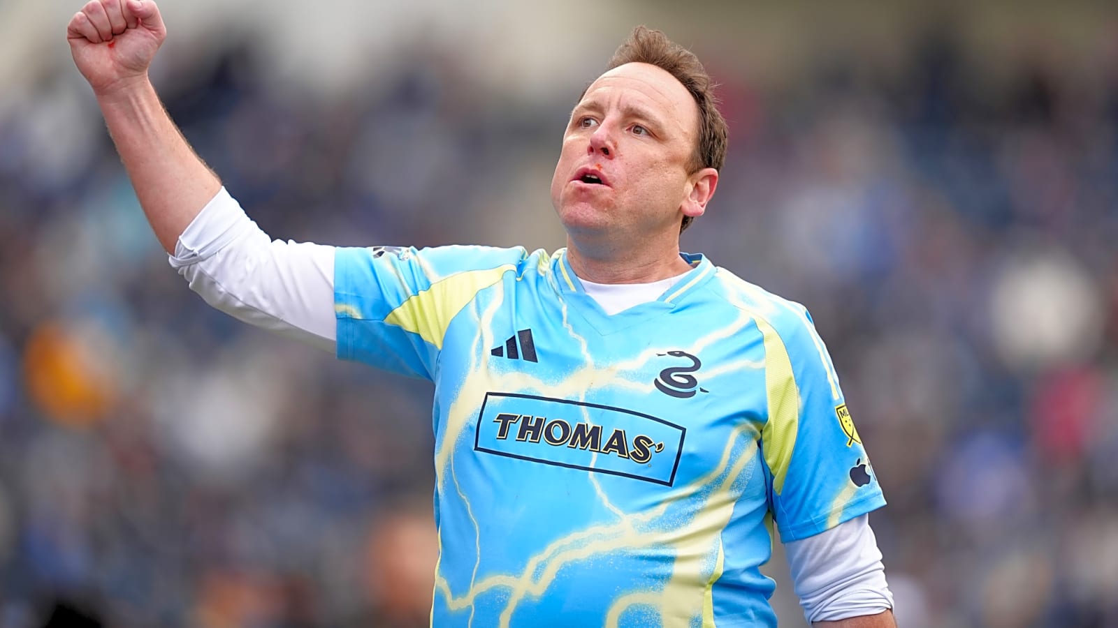 Joey Chestnut defeats Livvy Dunne, other celebrities in chicken tender eating contest