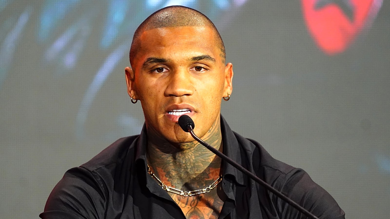 Chris Eubank Jr hits Conor Benn in the face with an egg during the face off at a Press Conference. Photo by Mark Robinson/Matchroom Boxing/Getty Images.