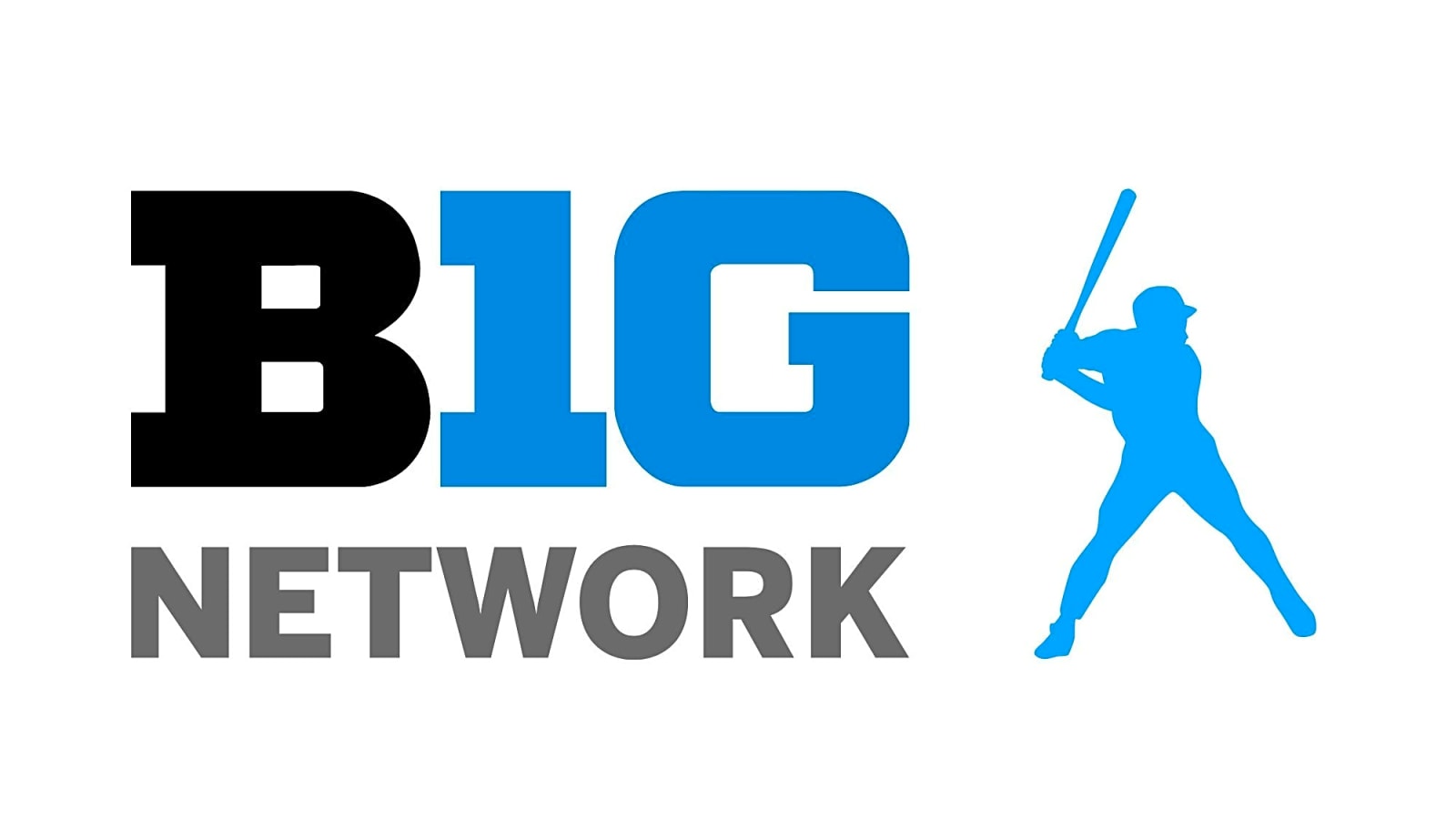 Big 10 Network Logo With Blue Outline Of Baseball Batter Next To Logo