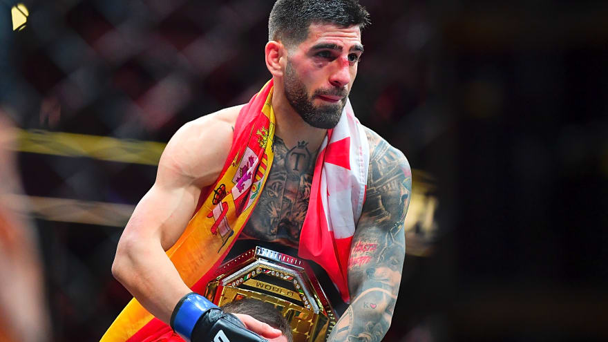 Tense moment caught on camera as Ilia Topuria and Paddy Pimblett meet in Qatar