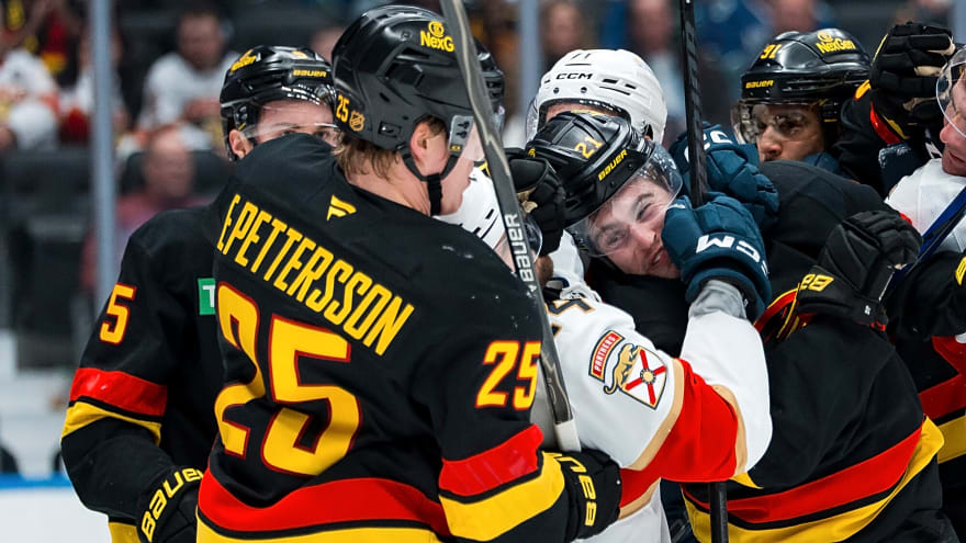 Canucks youngsters keep things light in post-practice fighting practice