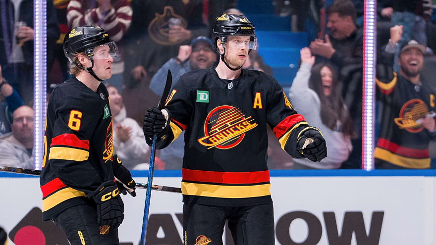 ‘A confident Petey’: Canucks’ Boeser and Foote on Pettersson’s multi-goal game