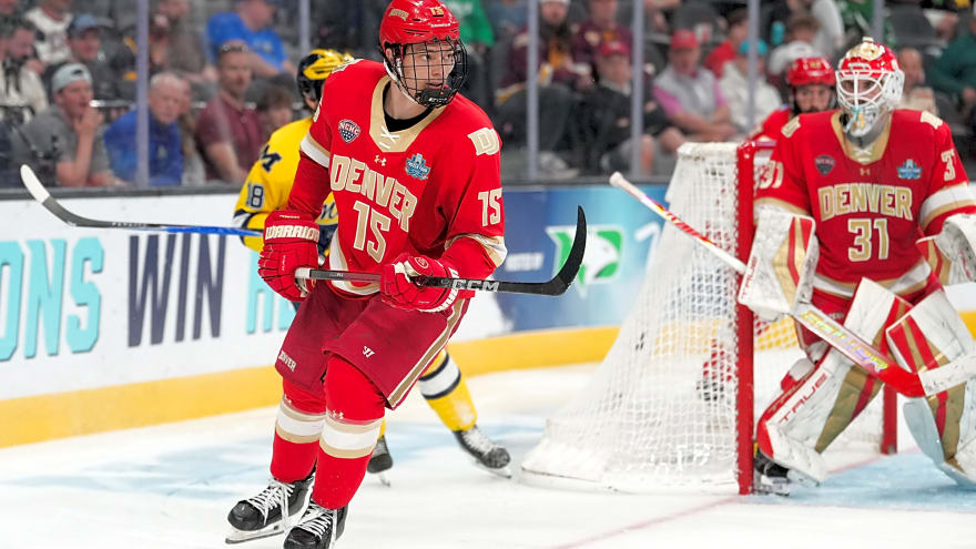 Flames prospect Eric Jamieson and the Denver Pioneers compete for an NCAA championship on Saturday