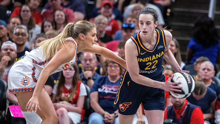 Fever's Clark gets shoved to ground by Sun's Mabrey in Tuesday's game