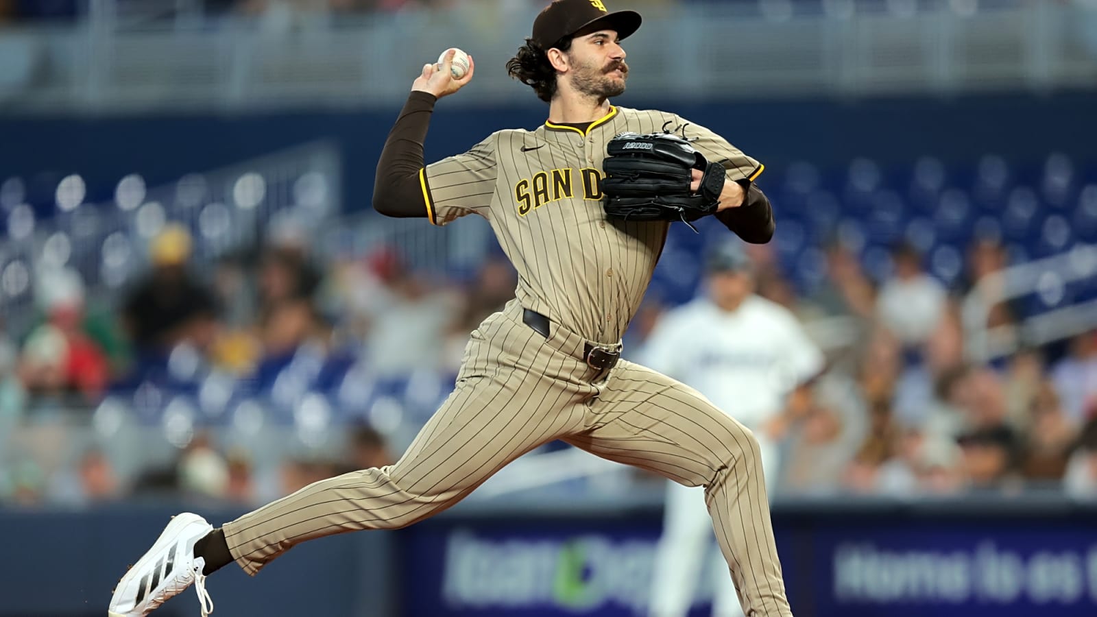 Dylan Cease throws a pitch during the first inning against the Miami Marlins.