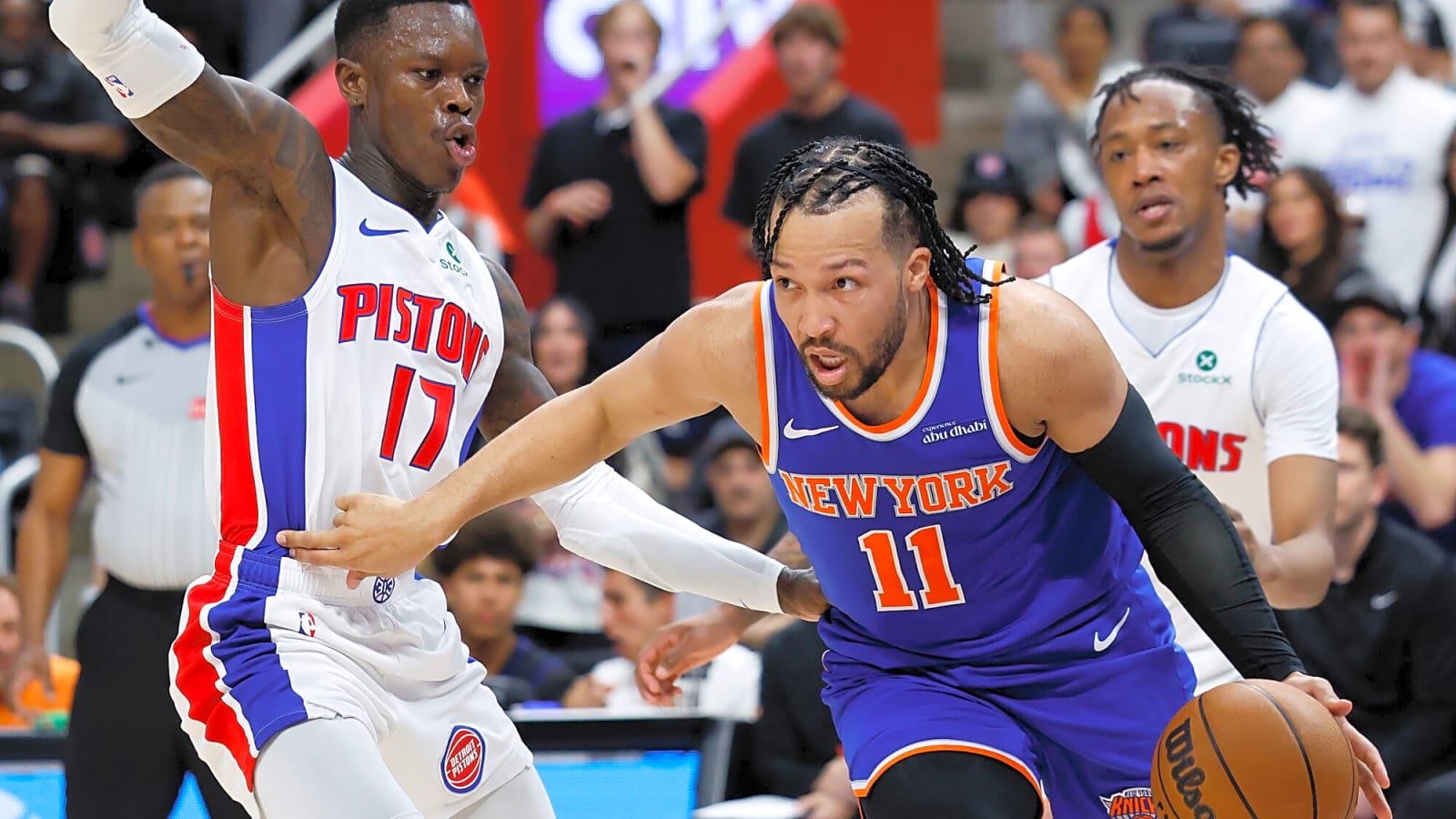 Jalen Brunson under fire for eye poke on Pistons player