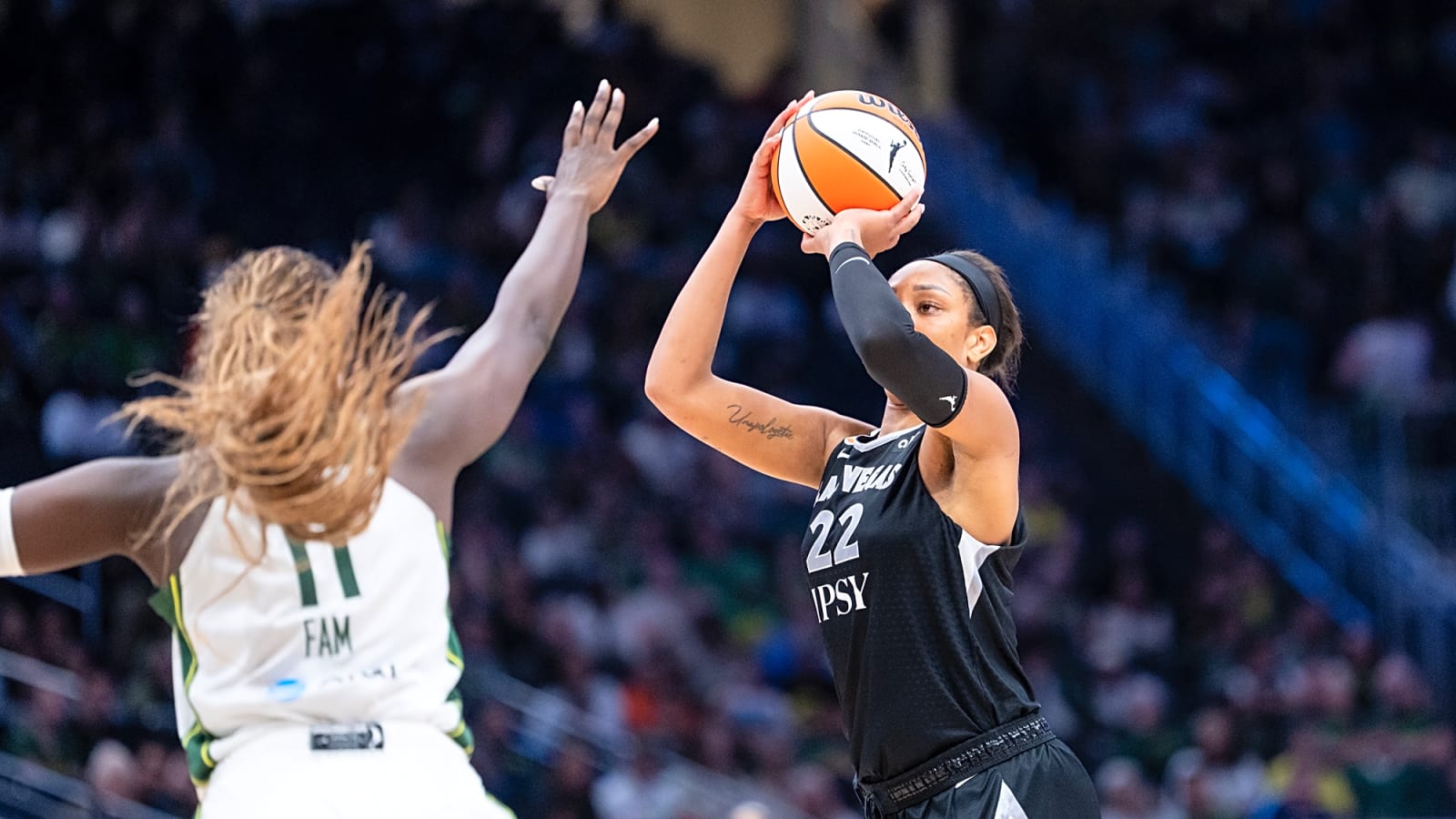 Watch: Aces star A'ja Wilson trucks staffer during pregame entrance