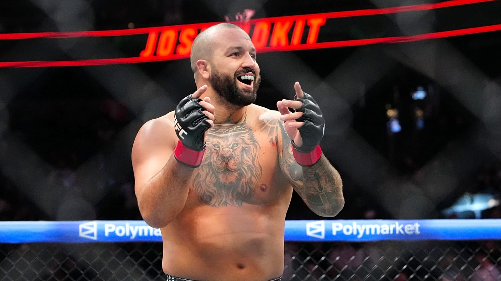 Josh Hokit steals the microphone from Joe Rogan and dances for ring girls at UFC 327 weigh-in