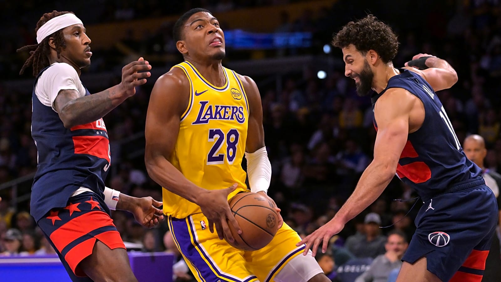 Rui Hachimura had a priceless reaction to spotting Anthony Davis on the Wizards’ bench