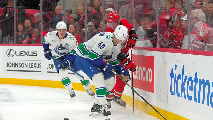  DeBrusk scores twice at 5v5 while Pettersson adds two assists in Canucks’ loss to Hurricanes
