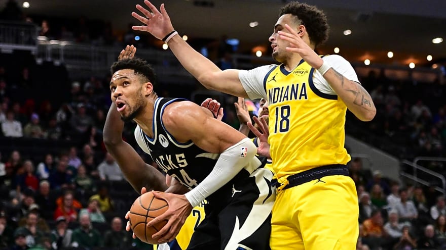 Bucks’ Giannis Antetokounmpo nearly blows out knee in hard-to-watch moment against Pacers 