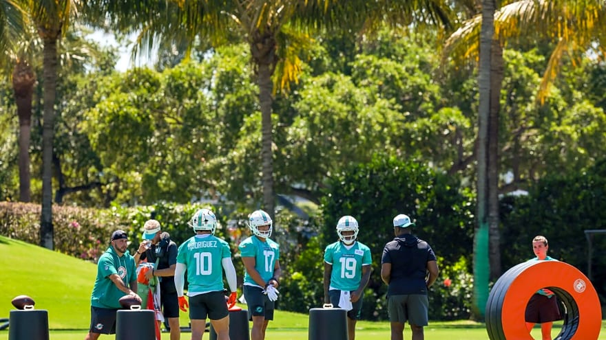 The Miami Dolphins had an extra attendee at rookie minicamp and the vibes could not be any higher