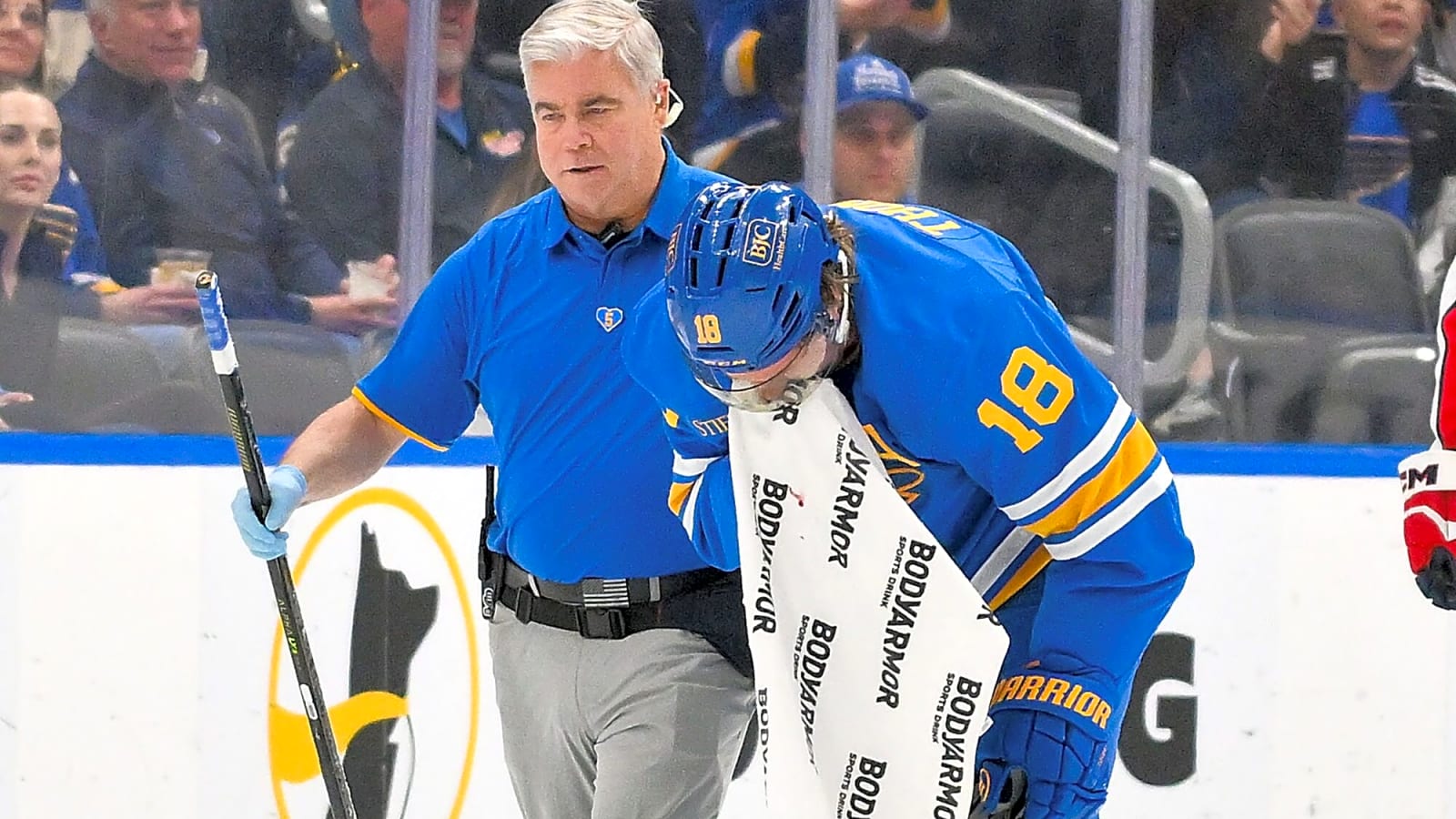 Blues’ Robert Thomas out day-to-day with upper-body injury