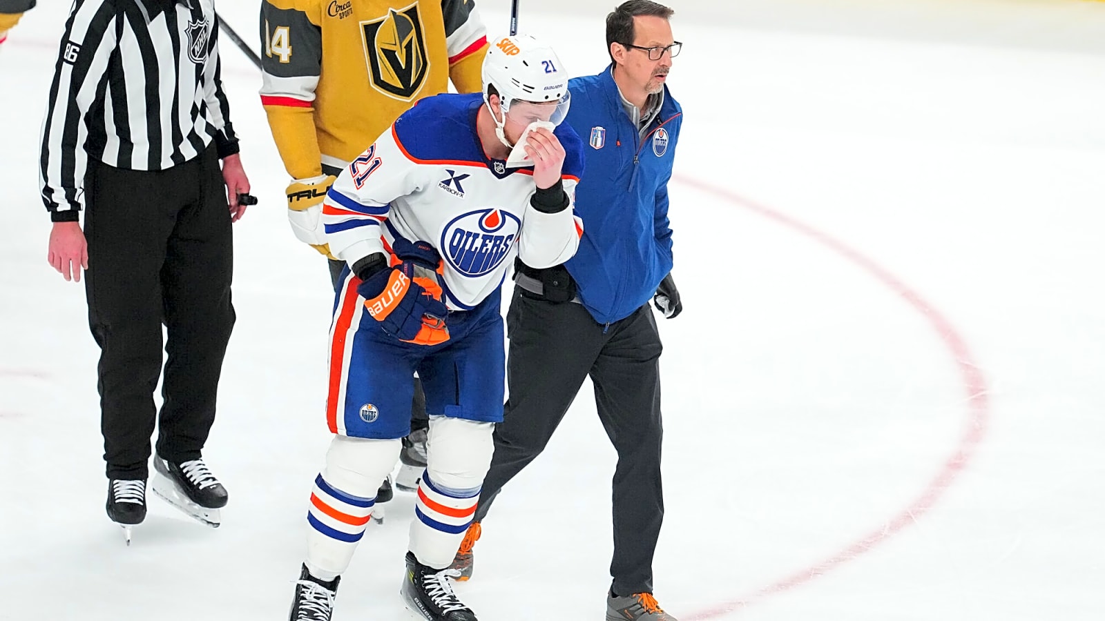 Despite hearing, NHL Player Safety fines — not suspends — Golden Knights’ Roy for cross-check on Oilers’ Frederic