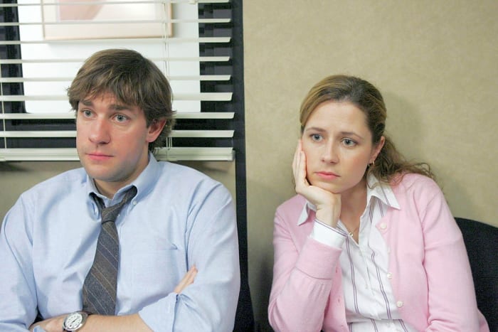The Office: Pam Beesley, Jim Halpert, and Roy Anderson