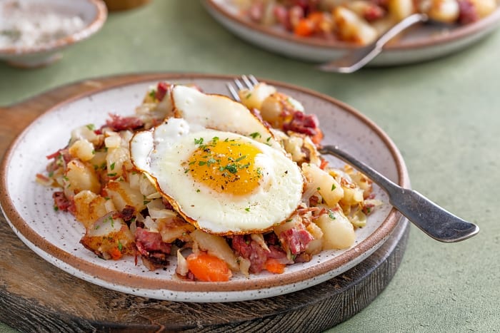 Corned beef hash and eggs
