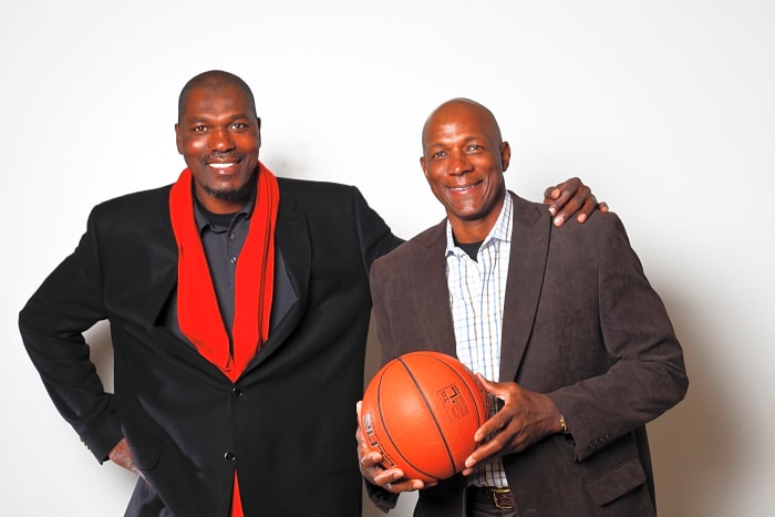 Clyde Drexler and Hakeem Olajuwon