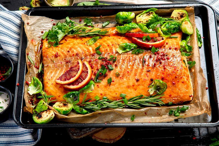 Christmas Salmon with Pomegranate Glaze