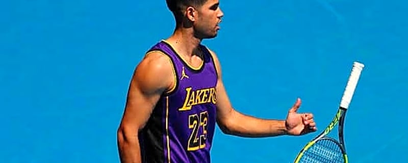 Carlos Alcaraz Sports LeBron James Lakers Jersey During Australian Open Practice