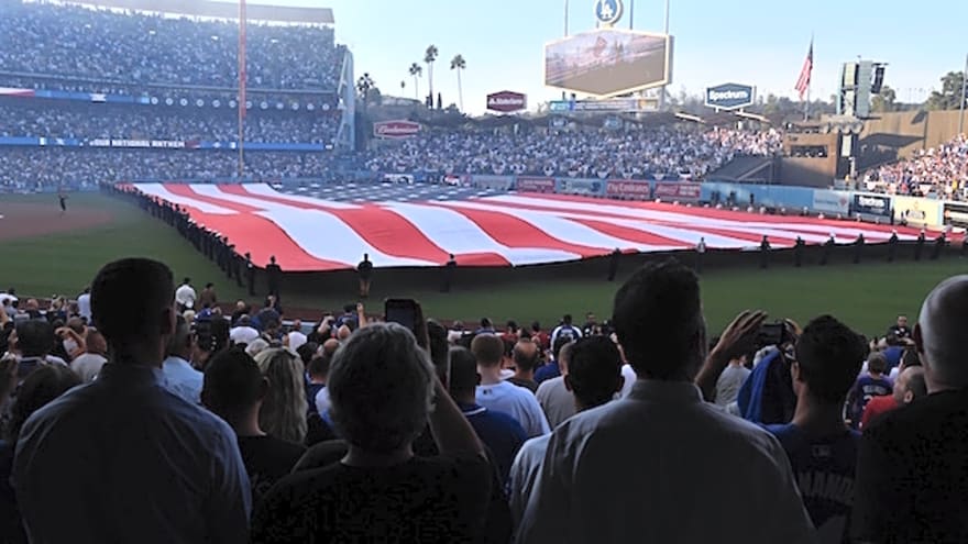 Dodgers Wearing Specialty Jersey And Cap For Fourth Of July Game