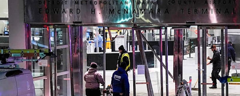 Man Wearing Lions Jersey Crashes into Detroit Terminal