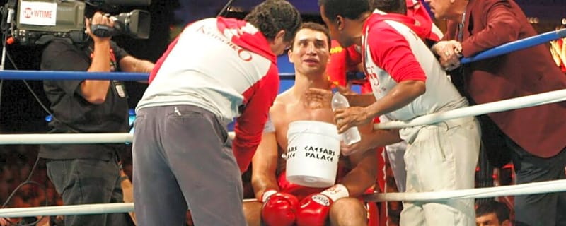 Wladimir Klitschko was left bleeding on his stool after a rare knockdown put his career in jeopardy