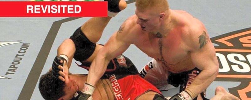 Brock Lesnar’s wild 90-second UFC debut included a knockdown, point deduction, and submission finish